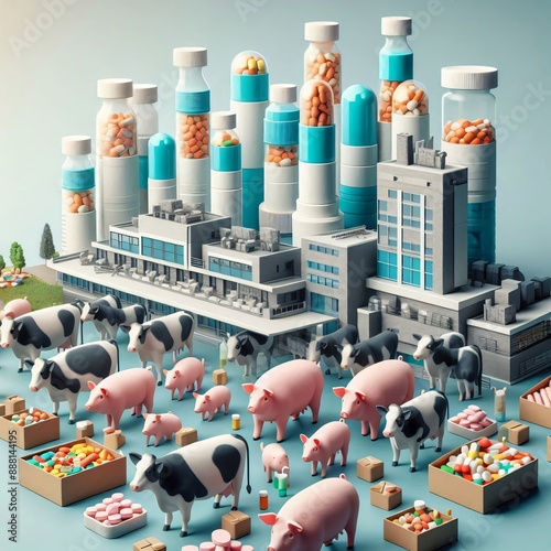 farm animals fed antibiotic medicines