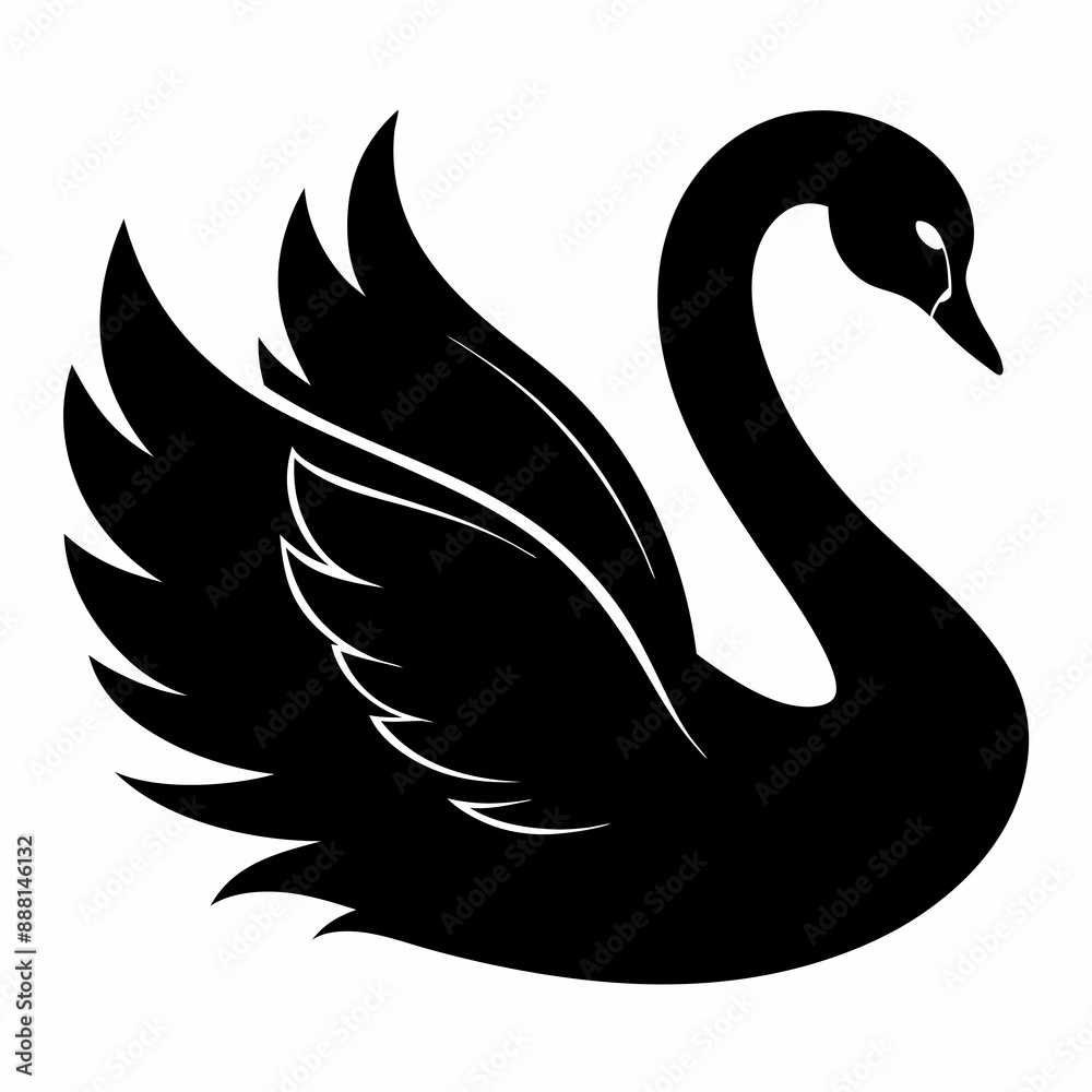 Obraz premium Swan Black silhouette