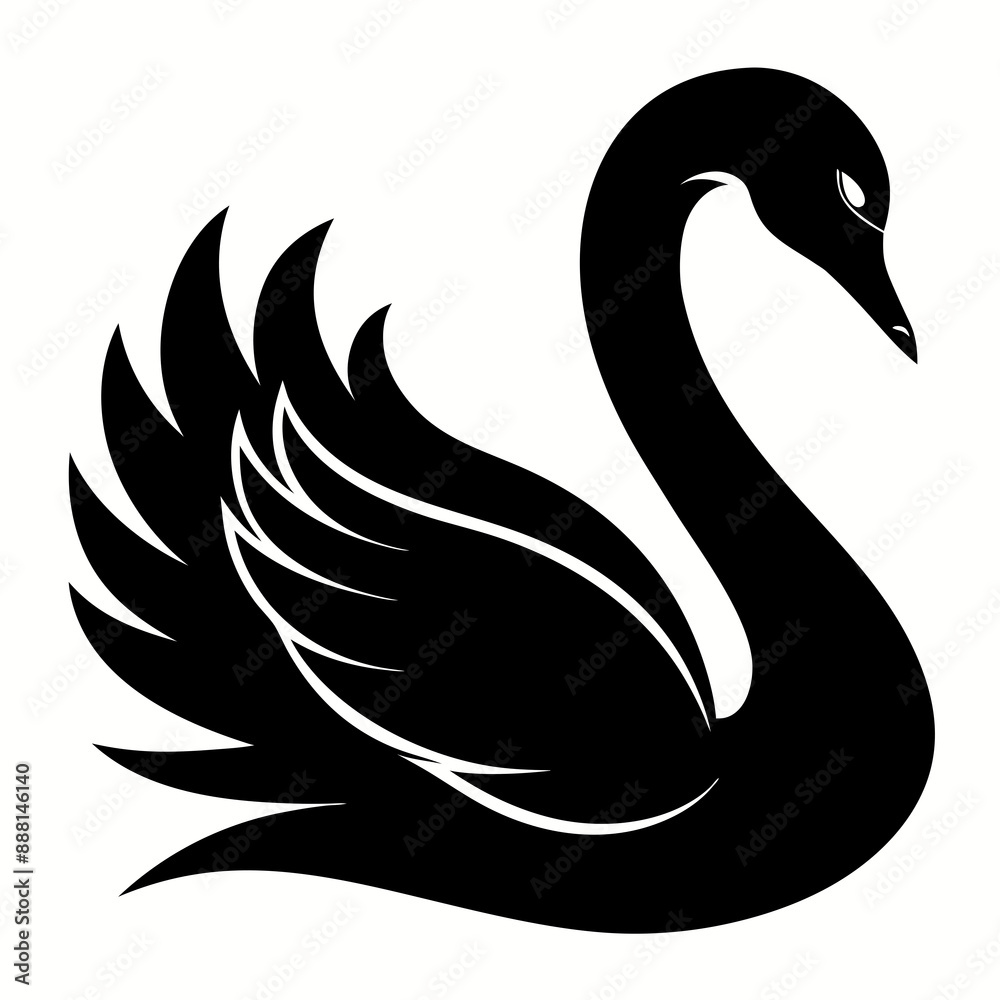 Fototapeta premium Swan Black silhouette