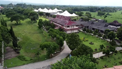 Aerial view of traditional building complex with lush greenery - Trowulan Majapahit Museum photo