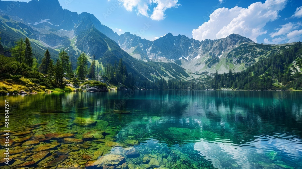 Fototapeta premium Crystal Clear Mountain Lake in the Tatras