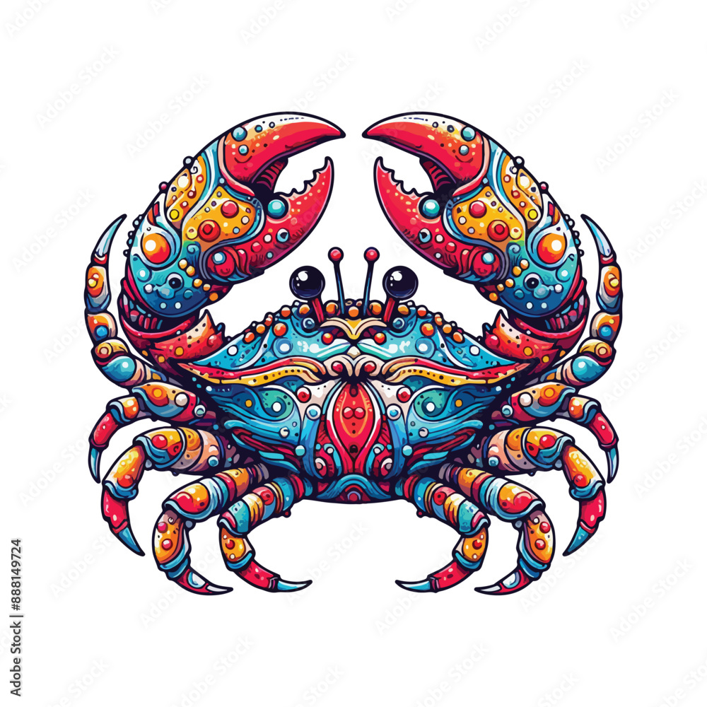 Fototapeta premium Colorful Crab Animal Fish Vector. Cartoon vector illustration.