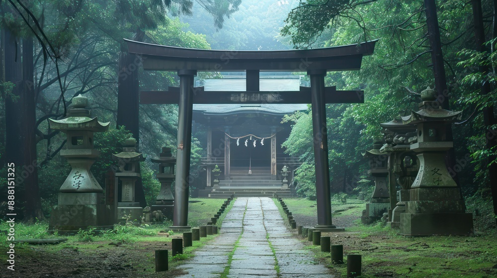 A beautiful Shinto shrine in a natural setting A beautiful Shinto shrine in a natural setting