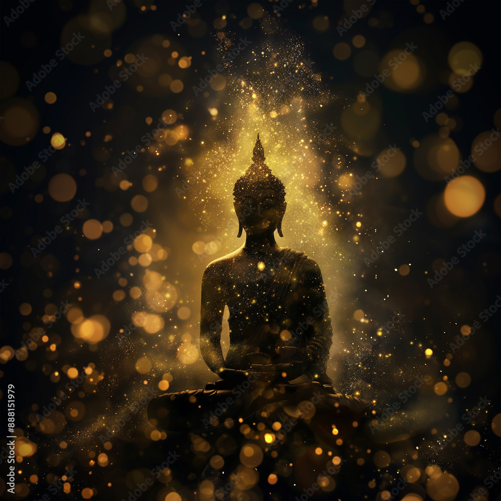 Buddha, Abstract gold and black background, Illustration Buddha, Abstract gold and black background, Illustration