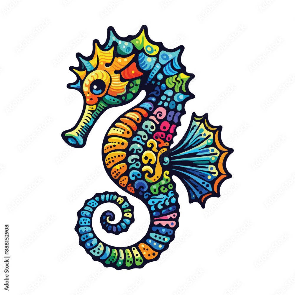 Fototapeta premium Cute seahorse cartoon. Vector illustration Free Vector. Different color seahorse vector.