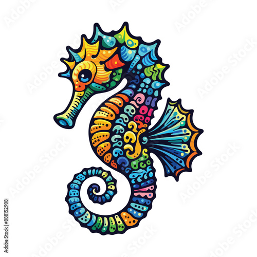 Cute seahorse cartoon. Vector illustration Free Vector. Different color seahorse vector.