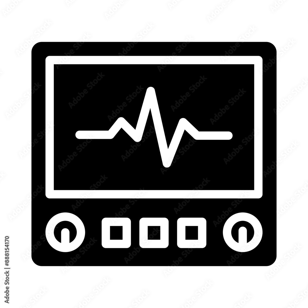 Cardiac Monitor Vector Glyph Icon Design