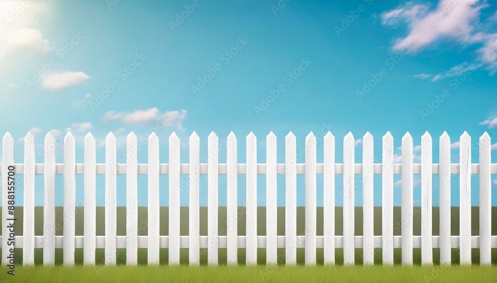 white fence and blue sky