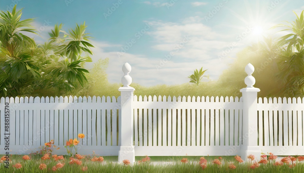 white fence and blue sky white fence and blue sky