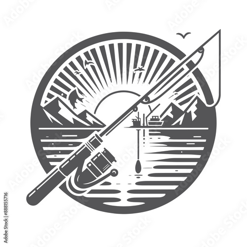 Fishing vector design, Fishing illustrator design.