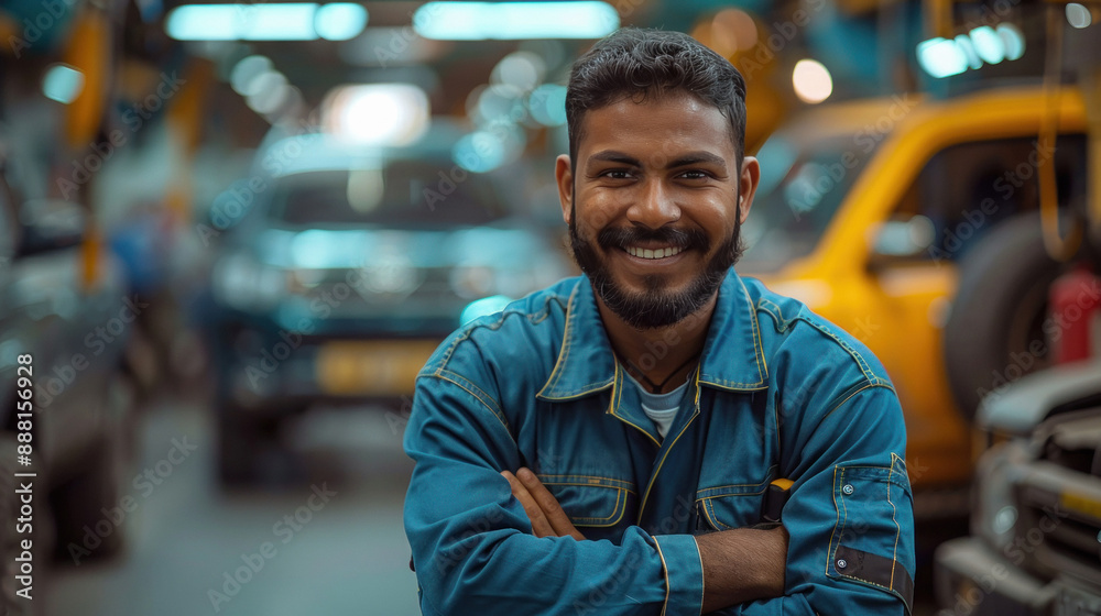 Young male car mechanic smiling Young male car mechanic smiling