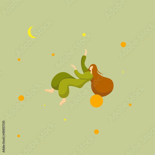 background illustration with flying girl