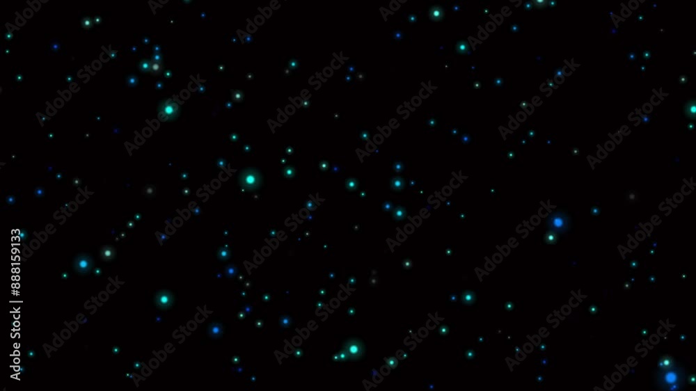 bright glowing orbs fireflies motion loop. Looping Swarm of Sparse Isolated Fireflies At Night. Glowing Fireflies Flying on a Black Background.