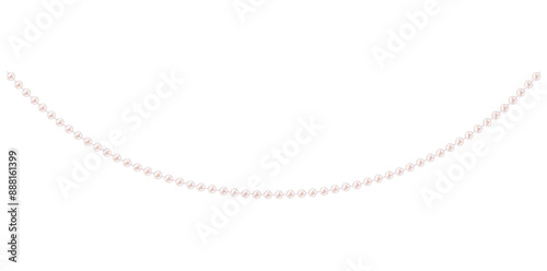 Stunning Pearl Necklace On White Background, Vintage Jewelry Beads Garland Vector Illustration.	