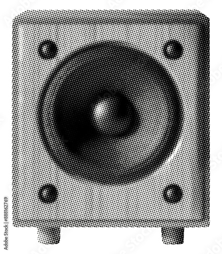 sound speaker isolated retro grunge halftone dotted vintage cutout music collage element for mixed media design