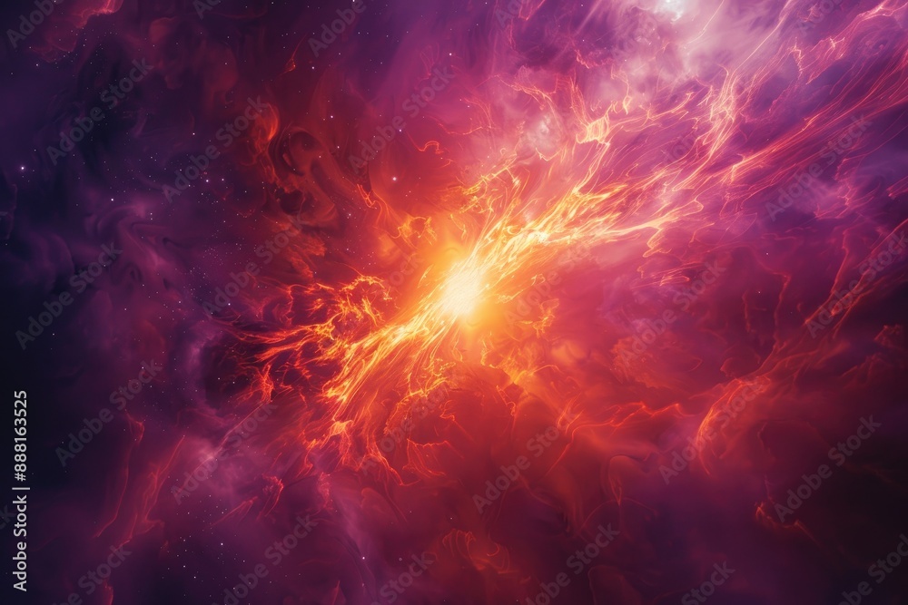 Obraz premium A dark space with a black hole emitting a bright red light, A pulsating glow emanating from a mysterious source, AI generated