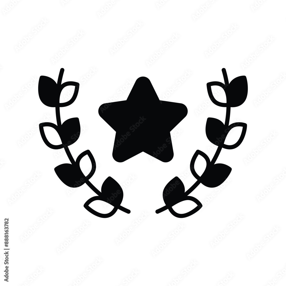 award star with olive branches glyph icon with white background vector stock illustration award star with olive branches glyph icon with white background vector stock illustration