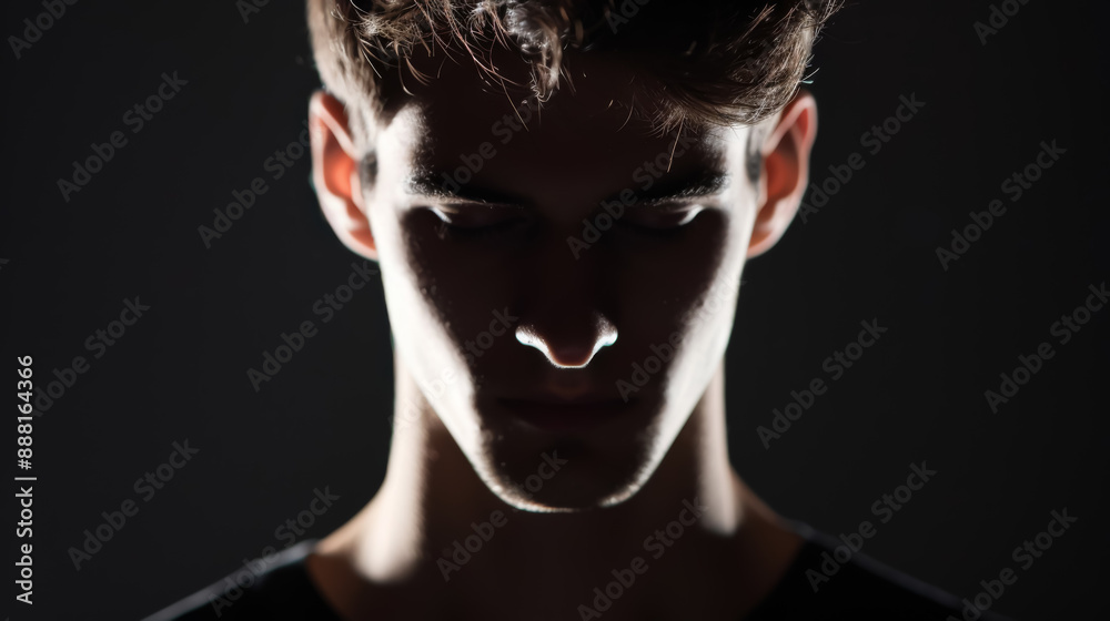 Silhouette of man in dark place, anonymous, backlit Silhouette of man in dark place, anonymous, backlit