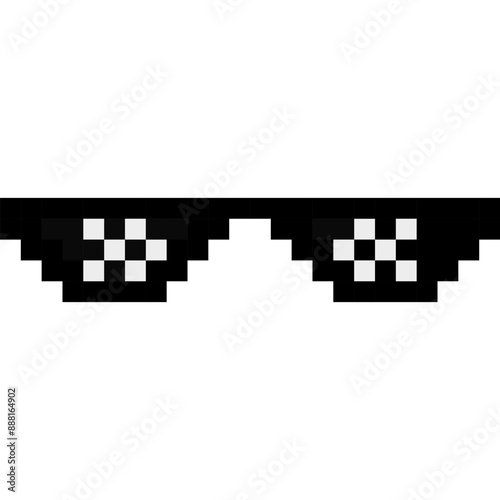 Pixel glasses of thug life meme. Sunglasses icon. Vector Illustration