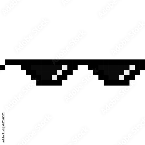 Pixel glasses of thug life meme. Sunglasses icon. Vector Illustration