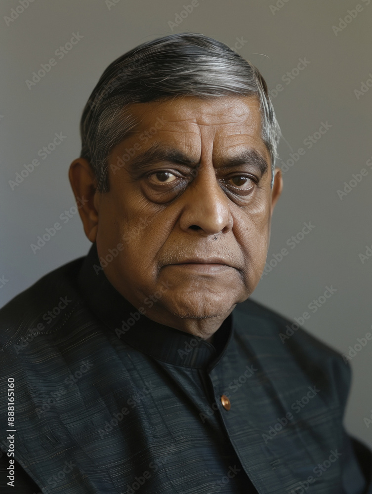 Obraz premium senior indian man sitting confidently at studio