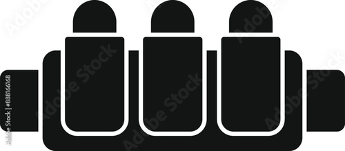 Three round cartridge belt for hunting rifle icon in simple style on a white background