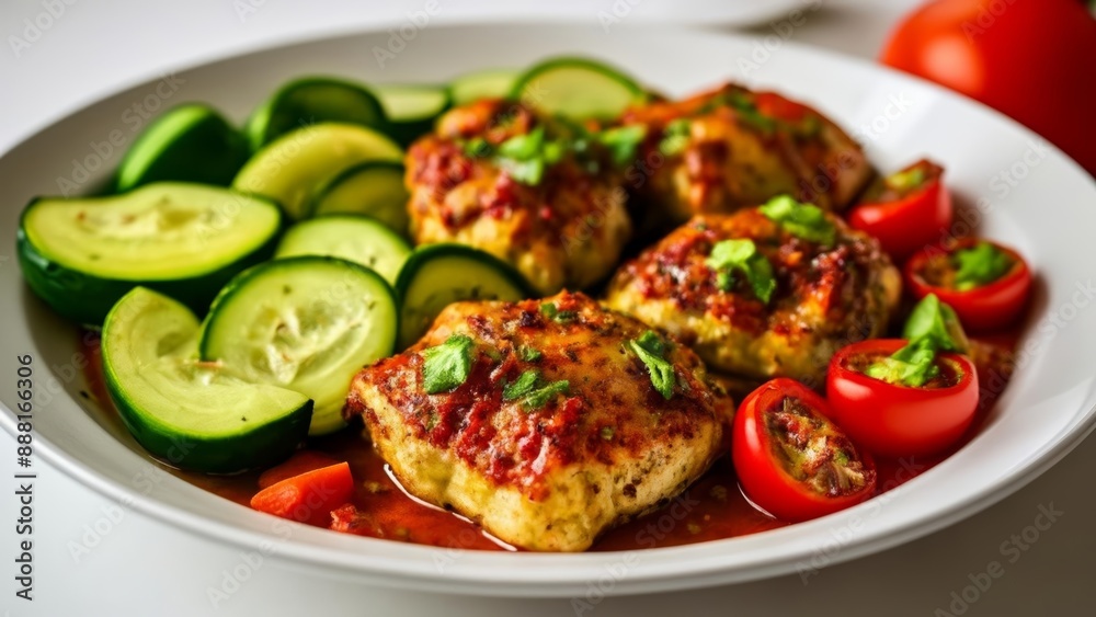 Deliciously grilled chicken with fresh summer vegetables Deliciously grilled chicken with fresh summer vegetables
