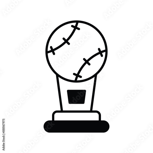 base ball award glyph icon with white background vector stock illustration