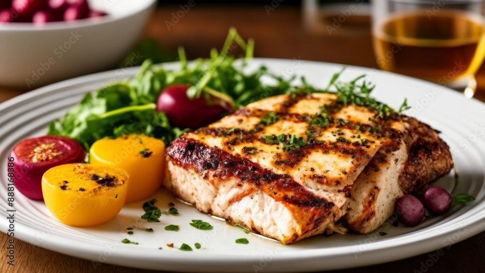 Delicious grilled fish with a side of vibrant vegetables Delicious grilled fish with a side of vibrant vegetables