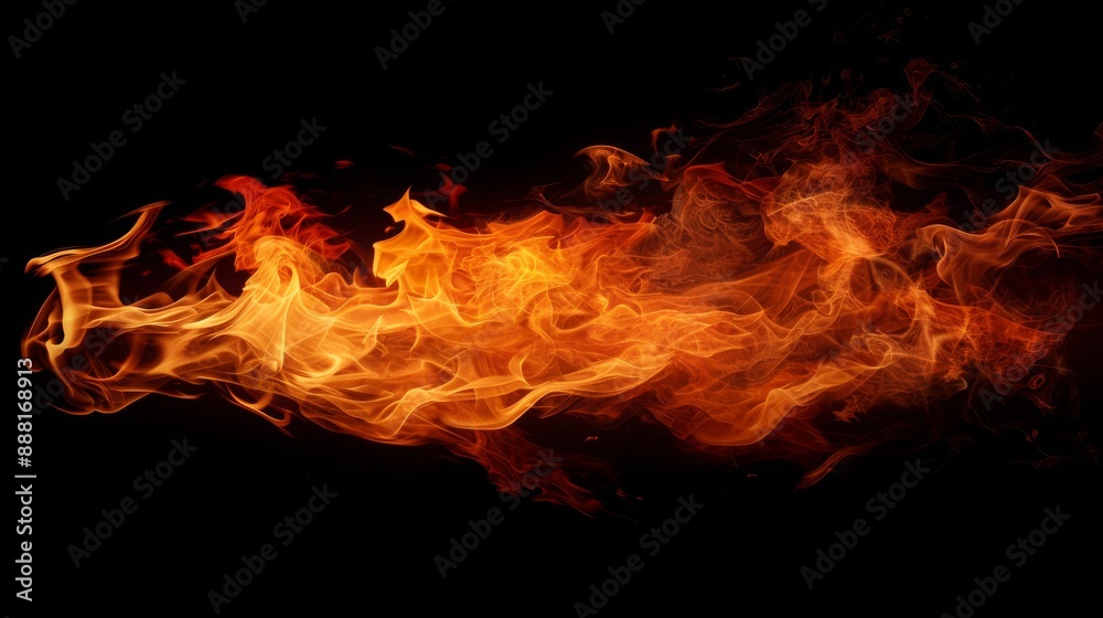 Fototapeta premium Abstract Fire Flames on Black Background.