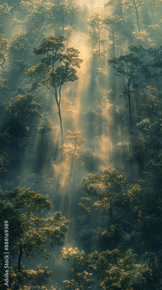 Obraz premium Misty Pine Forest