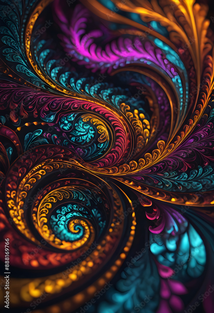 Vibrant Fractal Swirls in Vivid Colors Vibrant Fractal Swirls in Vivid Colors
