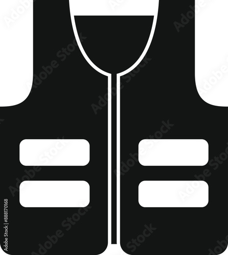 Black safety vest icon representing construction site safety and worker visibility