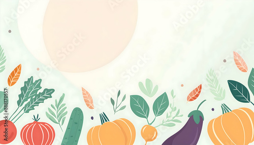 Abstract Watercolor vintage vegetables on digital art concept.