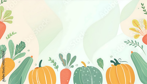 Abstract Watercolor vintage vegetables on digital art concept.