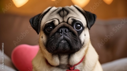  Adorable Pug Puppy with Heartwarming Expression © karnam