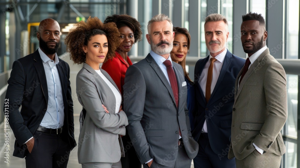 Portrait of successful group of business people at modern office looking at camera Portrait of happy businessmen and satisfied businesswomen standing as a team Multiethnic group of peo : Generative AI Portrait of successful group of business people at modern office looking at camera Portrait of happy businessmen and satisfied businesswomen standing as a team Multiethnic group of peo : Generative AI