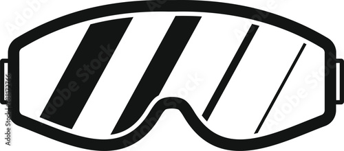 Black simple ski goggles protecting eyes from bright light of sun and snow glare