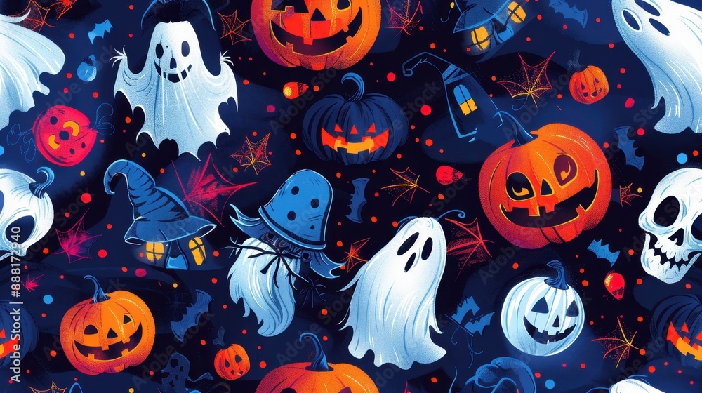 Spooky Halloween Seamless Pattern Spooky Halloween Seamless Pattern
