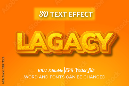 3d text effect with golden color with Pattern - LAGACY 