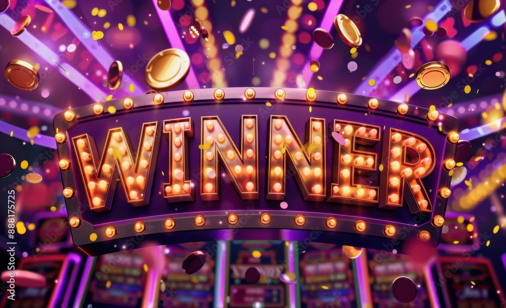 A large banner with the word 