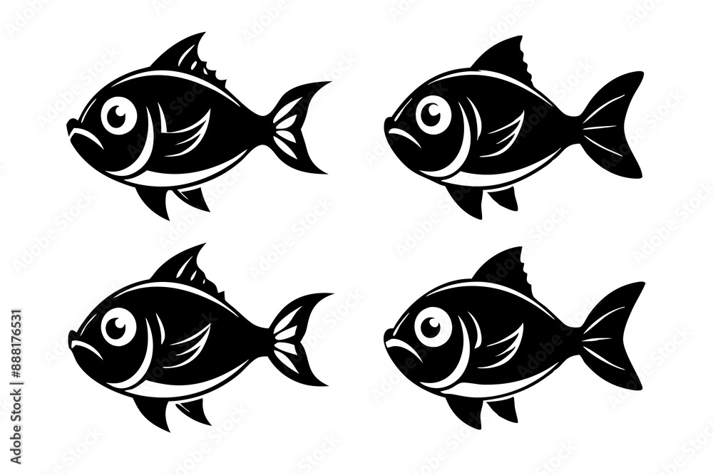 Naklejka premium A set of cute fish logo with different actions vector artwork illustration