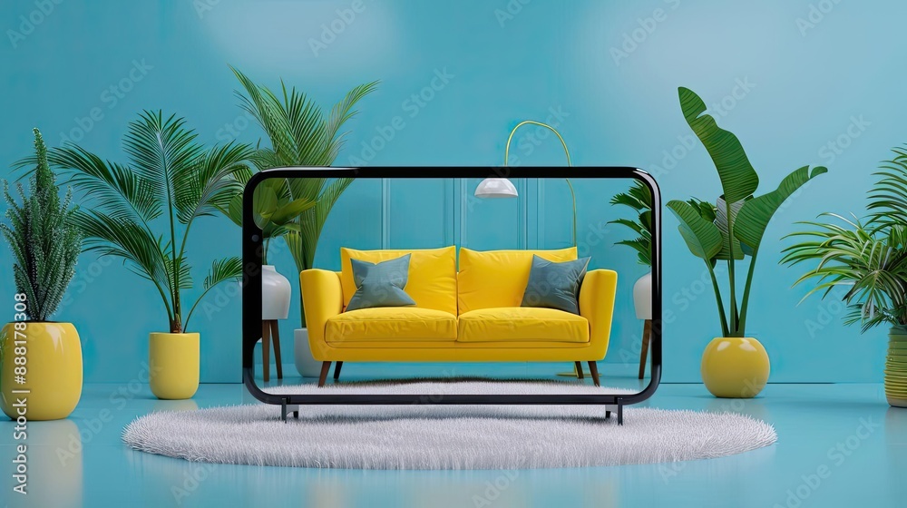 Obraz premium Virtual Interior Design AR App for Furniture Placement