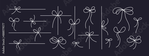 Bows line art collection, cords tied for gift box