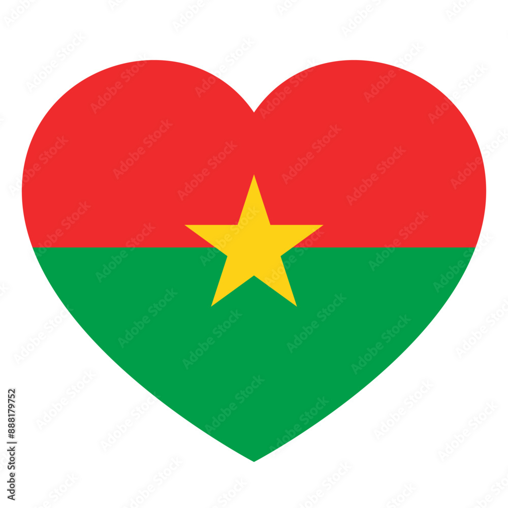 flag of Burkina Faso in form of heart, symbol of love flag of Burkina Faso in form of heart, symbol of love