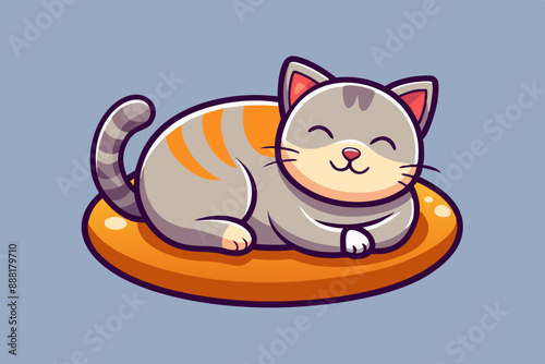Cute Cat Sleeping On Scratcher Cartoon Vector art Illustration