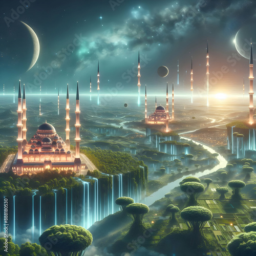 Beautiful Mosque in view fantasy dreamer