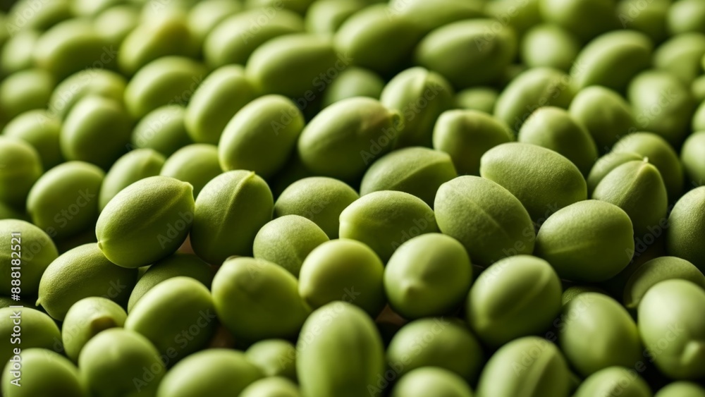 Fresh and vibrant green peas in a closeup shot Fresh and vibrant green peas in a closeup shot