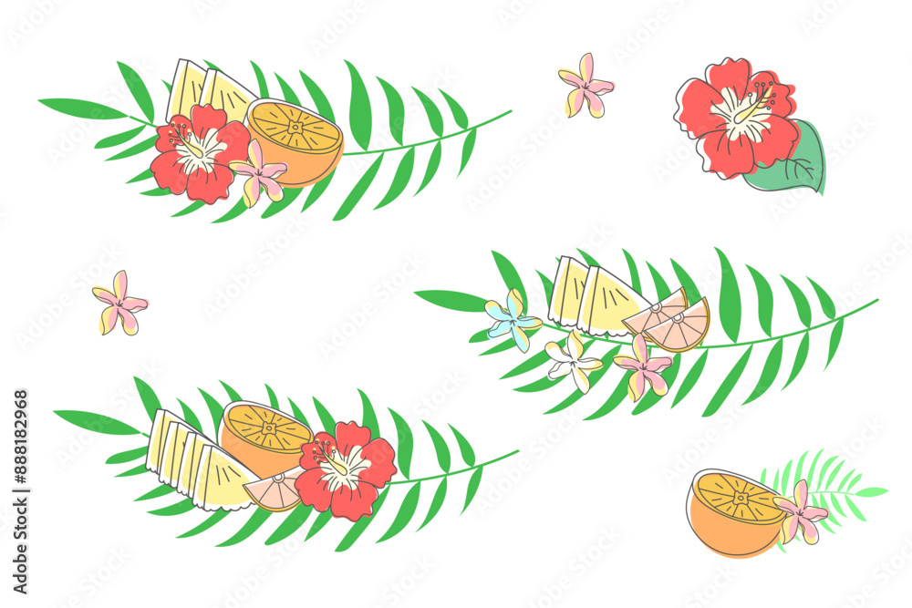 トロピカルドリンク・フルーツ　イラスト素材