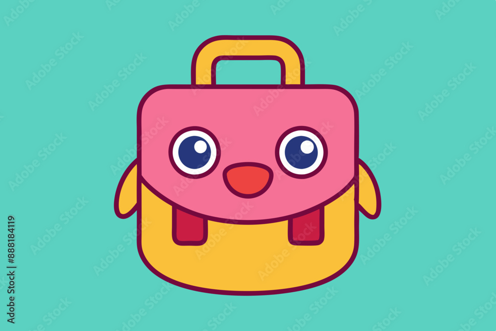Cartoon School Bag Vector Art Illustration Cartoon School Bag Vector Art Illustration